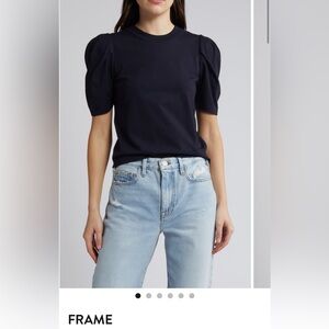 FRAME Puffy sleeve top black tee shirt